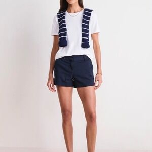 Vineyard Vines | Women's Navy Blue Summer Beach Herringbone Chino Shorts, Size 8